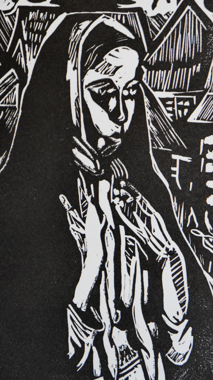 girl in a black shawl